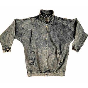 Vintage 80s 90s Y2K Acid Wash Denim Jean Jacket Small Punk Rock Grunge